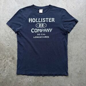 Y2K Hollister Longboards Tee Faded Navy Surf Skate Grunge Adult Medium